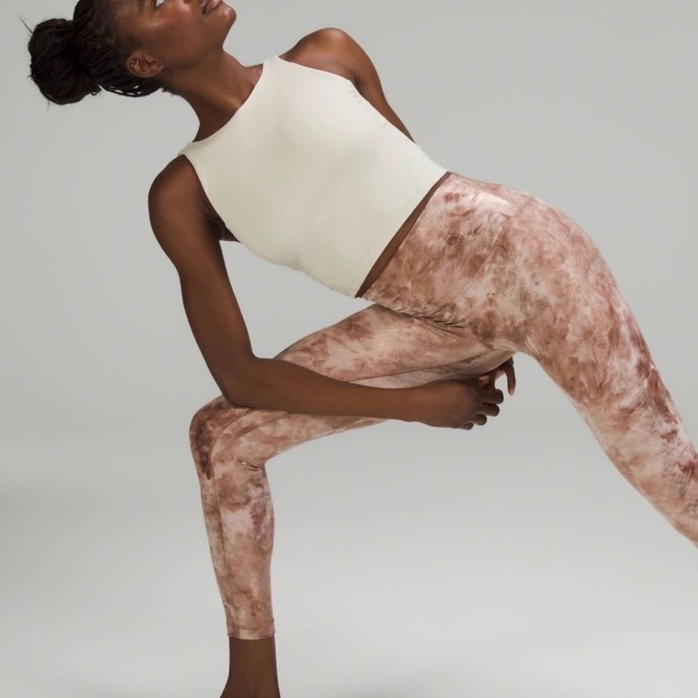EUC Rare Lululemon Align High Rise Diamond Dye Misty Shell Cacao Leggings 4